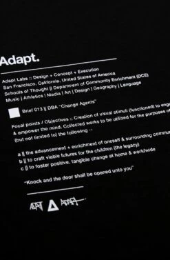 Change Agents (Men's Black A1 Tee)(Change Agents Mens Black A1 Tee) -Adapt Shop BackDetail