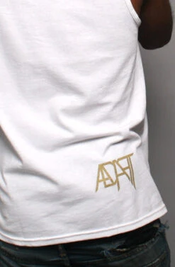 Gold Blooded (Men's White/Red Tank)(Gold Blooded Mens White Gold Tank) -Adapt Shop Back 2733596