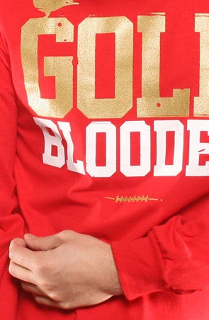 Gold Blooded (Men's Red Long Sleeve Tee)(Gold Blooded Mens Red Gold Long Sleeve Tee) 4 Gold Blooded (Men's Red Long Sleeve Tee)(Gold Blooded Mens Red Gold Long Sleeve Tee) - Image 2