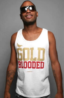 Gold Blooded (Men's White/Red Tank)(Gold Blooded Mens White Gold Tank)