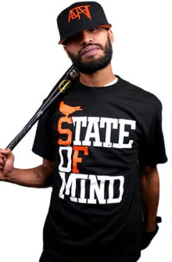 State Of Mind (Men's Black/Orange Tee)(State Of Mind Black Mens Tee)