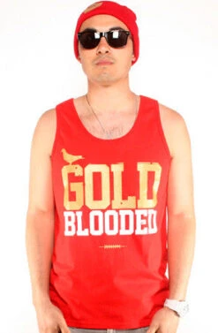 Gold Blooded (Men's Red Tank)(Gold Blooded Mens Red Gold Tank)