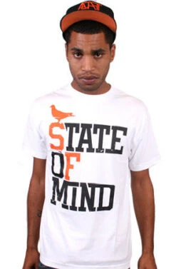State Of Mind (Men's White/Orange Tee)(State Of Mind White Mens Tee)